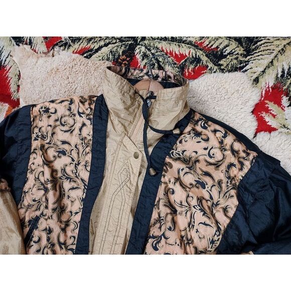 Vtg 1980s Black Gold Bomber Windbreaker Drizzler Rain Ski Nylon Jacket Sz M - Picture 3 of 6